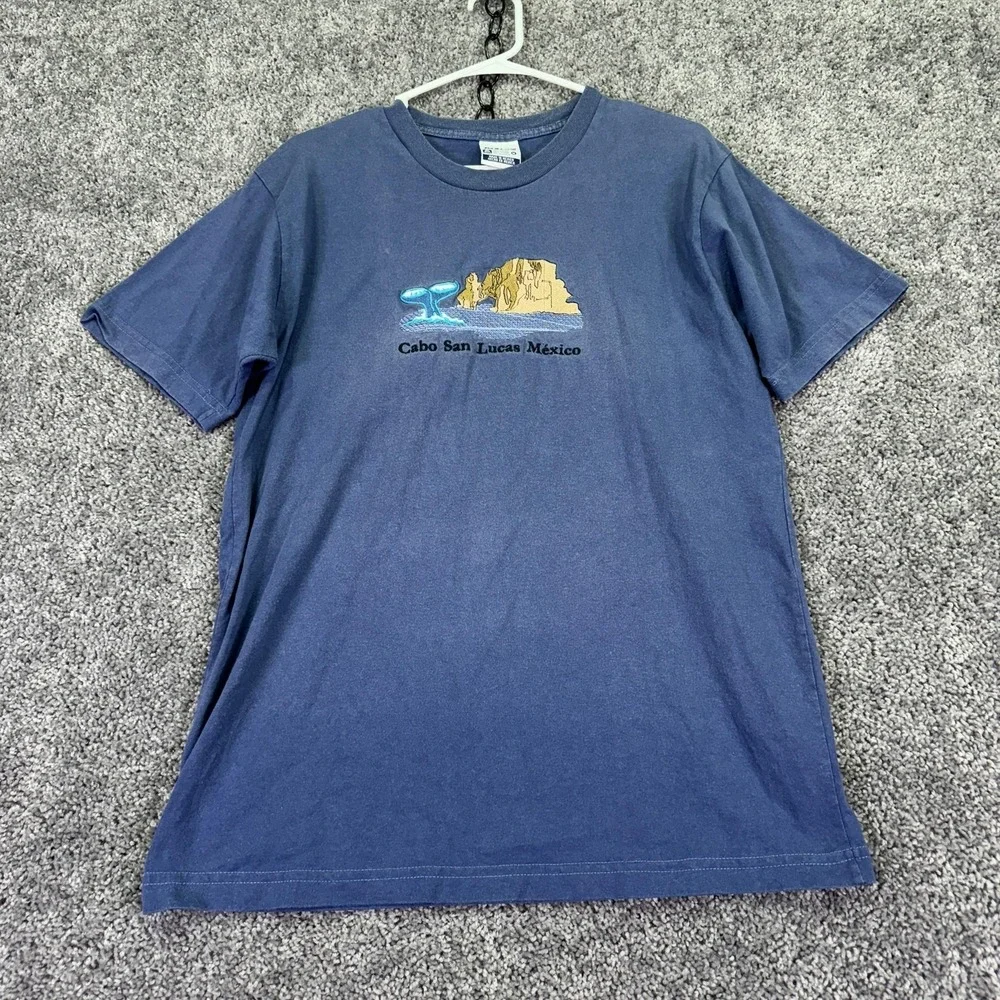 Pablo's Shirt Mens Medium Blue Cabo San Lucas Mexico Embroidered Graphic Tee